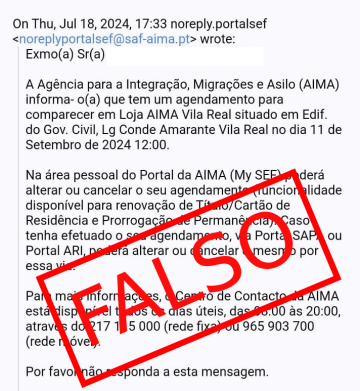 Circulação de e-mails fraudulentos