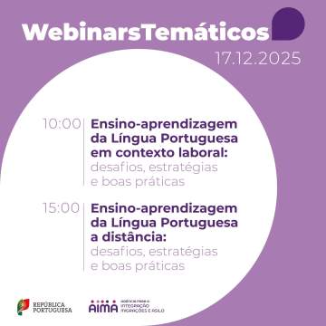 Webinars "Ensino-Aprendizagem da Língua Portuguesa" - Inscreva-se!